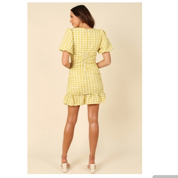 Skies Are Blue Yellow Checkered Dress, Size M - Picture 5 of 16